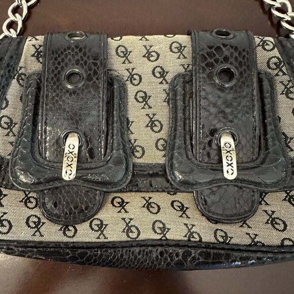 Vintage Small Black & Gray White XOXO Handbag Purse Inside Pockets Y2K - Picture 3 of 12